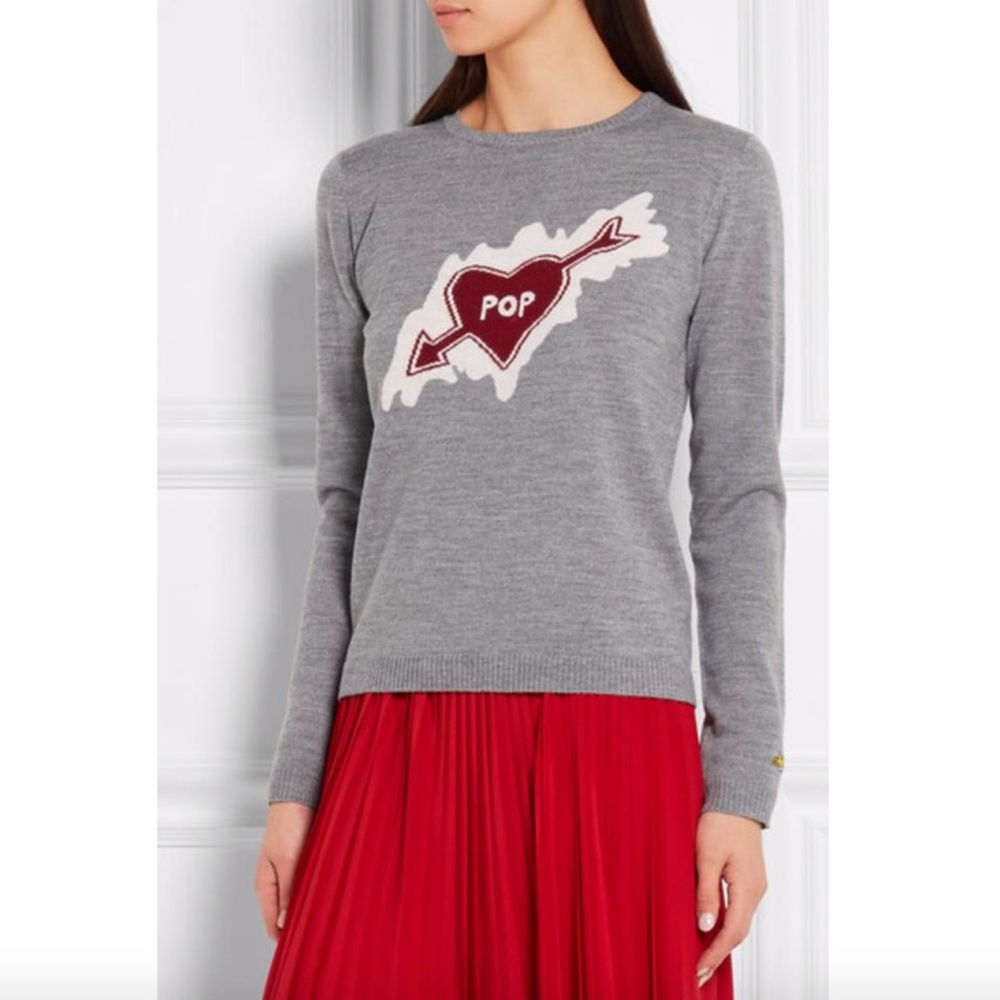 New BELLA FREUD Pop Heart Intarsia Merino Wool Sweater